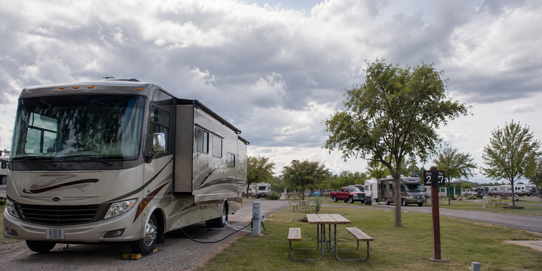 RV camping in thunderstorm